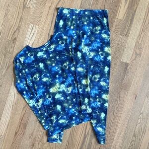 Cat & Jack Snuggly Soft Blue and Yellow Tie-Dye Top